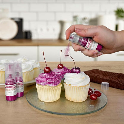Bakell - Cranberry Tinker Dust (4g, 1x Mini Spray Pump) Edible Glitter for Food, Desserts, and Beverages!