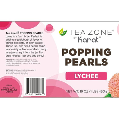 Tea Zone [1 Pound] Lychee Popping Pearls, Bursting Pearls for Teas, Shakes, Smoothies, Dessert Toppings