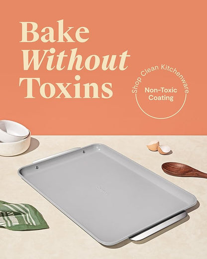 Caraway Non-Stick Ceramic Large Baking Sheet Sheet - Naturally Slick Ceramic Coating - Non-Toxic, PTFE & PFOA Free - Perfect for Baking, Roasting, and More - Large (18" x 13") - Gray