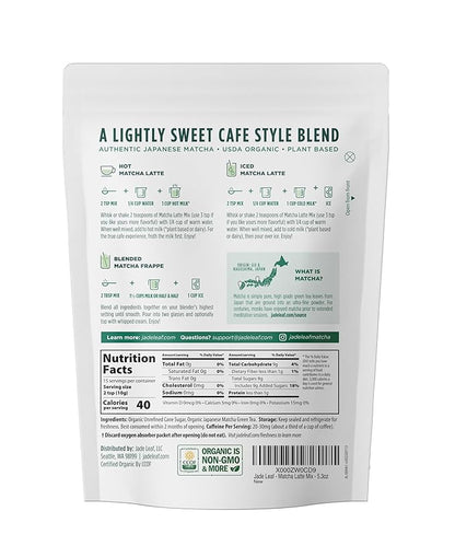 Jade Leaf Matcha Organic Premium Ceremonial Grade Matcha Green Tea Powder - Japanese - Culinary, Ingredient, Ceremonial Barista Teahouse, Latte, Collagen, 5.3 Ounce (Pack of 1), Matcha Latte