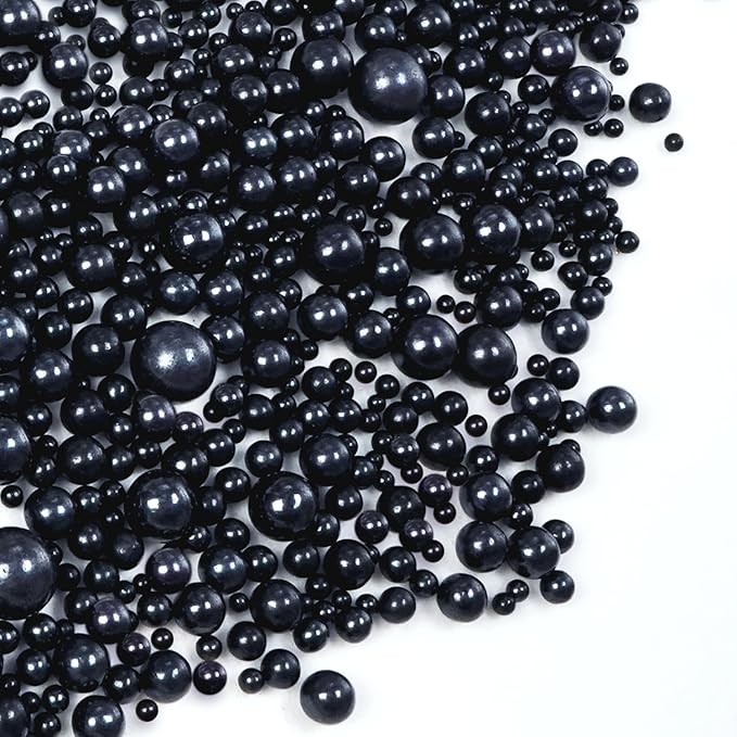 Black Pearl Sugar Sprinkles, Edible Black Sprinkles for Cake Decorating, 150g/5.29oz, Baking Cake Decorations, Ice Cream Toppers, Cupcakes, Cookies, Birthday, Wedding Party Chirstmas Supplies