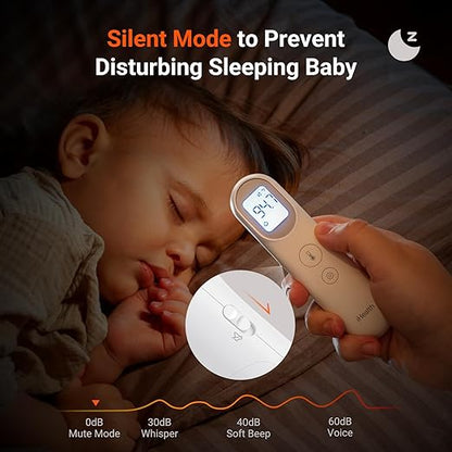 iHealth Infrared Digital Thermometer for Adults and Kids, Baby Thermometer with 3-in-1 Mode & 3-Color Prompt, Fever Alarm & Silent Mode, Forehead & Object Detection, 40 Memory Storages, PT9L, White