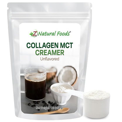 Z Natural Foods Collagen MCT Oil Creamer - Pure MCT Creamer Powder with Collagen Peptides - Collagen Creamer for Coffee, Tea & Culinary Use - Healthy Creamer, Keto & Paleo Friendly, Unflavored, 1 lb