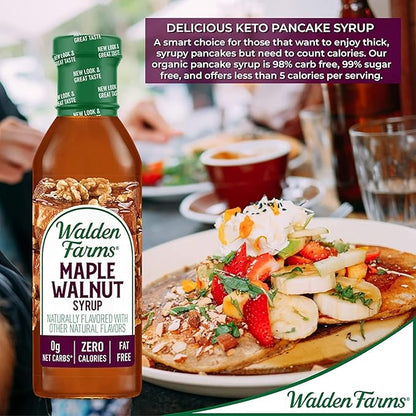 Walden Farms Maple Walnut Syrup – Perfect for Pancakes, Waffles, Desserts – Zero Calorie, Sugar-Free, Low Carb, Keto-Friendly, Gluten-Free, Vegan – 12 oz Bottle