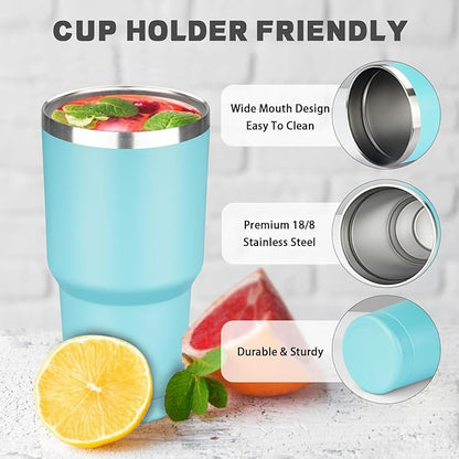 30 oz Tumbler with Lids and Straws, Stainless Steel Insulated Coffee Tumbler, Double Wall Vacuum Insulated Travel Mug Cup, Leakproof Thermal Coffee Cup for Hot and Cold Drinks (dark green)