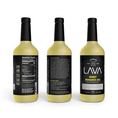 (3 Pack) Premium Skinny Margarita Mix by LAVA Craft Cocktail Co., Low Calorie Margarita Mix Made with Key Lime Juice, Agave, No Artificial Sweeteners, Lots of Flavor, Ready to Use, 1-Liter (33.8oz)