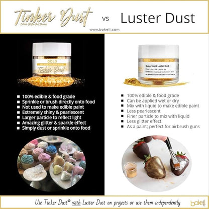 BAKELL Ivory Edible Glitter, 25 Grams | TINKER DUST Edible Glitter | KOSHER Certified | 100% Edible Glitter | Cakes, Cupcakes, Cake Pops, Drinks, Dessert Vegan Glitter & Dusts (25g, Ivory)