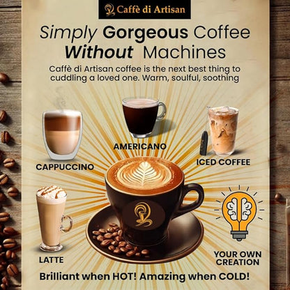 Sampler Pack Cold Brew Concentrate Instant 24 Coffee Pods 100% Pure Rich Arabica Medium to Medium Dark Roast Coffee Beans Syrup | Instant Coffee Concentrate Liquid Capsule From Caffè Di Artisan