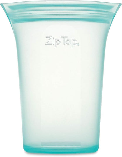 Zip Top Reusable Food Storage Bags | Medium Cup [Teal] | Silicone Meal Prep Container | Microwave, Dishwasher and Freezer Safe | Made in the USA