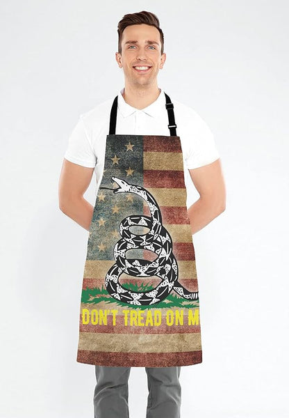 American Flag Dont Tread On Me Bib Apron with Adjustable Neck for Men Women,Suitable for Home Kitchen Cooking Waitress Chef Grill Bistro Baking BBQ Apron