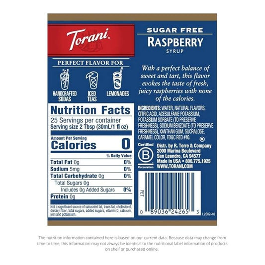 Torani Sugar Free Syrup, Raspberry, 25.4 Ounce (Pack of 4)