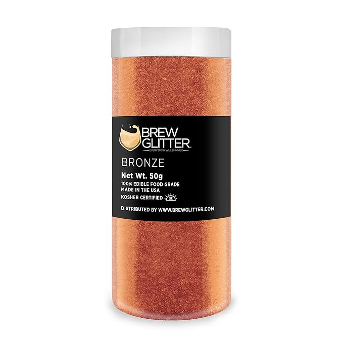 Bronze BREW GLITTER Edible Glitter For Drinks, Cocktails, Beer, Garnish Glitter & Beverages | KOSHER & HALAL Certified | 100% Edible & Food Grade | Vegan, Gluten, Nut Free (50g, Bronze)