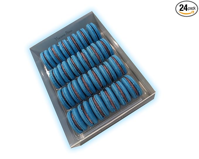 Macaron - Blueberry French Macaron Cookies Gift Box - 24 Count