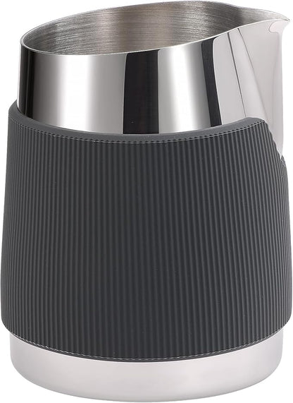 Normcore Handleless Milk Frothing Jug, Milk Pitcher 15.2 oz, Milk Frother Steamer Cup Stainless Steel Espresso Cup, Sharp Spout, Silver, 450 ml