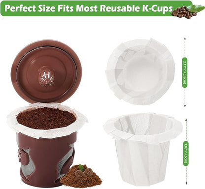 Aussen Disposable Coffee Paper Filters Replacement Kerig Filter Fit All Keurig Single Serve Filter Brands Compatible with Reusable Single Serve Pods Keurig Coffee Maker (White, 200pcs)