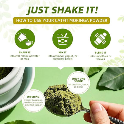 Matcha Moringa Powder – Superfood Blend with Green Tea & Resveratrol, Energy & Focus Support, Immune & Antioxidant Defense, Vegan, Gluten-Free, 8.8oz