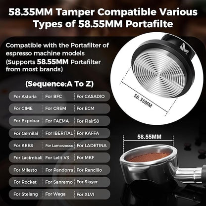 IKAPE 58.35MM V6 Impact Espresso Tamper with Sound Feedback, 15lb/30lb Interchangeable Springs, Espresso Low-Profile Tamper with Triple-spring System, Fits Over 58mm portafilters