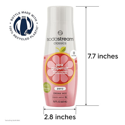 SodaStream Pink Grapefruit Zero Calorie, 14.8 Fl Oz (Pack of 4)