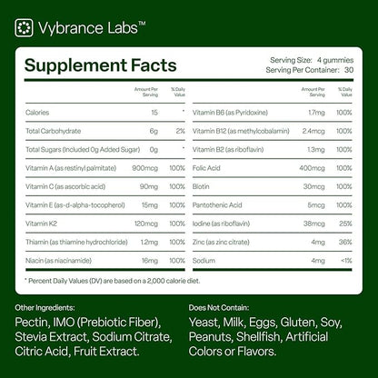Daily Greens Gummies – 20+ Organic Greens & Fruits Blend (8.2g) + Prebiotic Fiber – Sugar-Free, Vegan, Gluten-Free – Mixed Berry – 120 Count (30 Servings) – Digestive Support, Energy & Immune Support