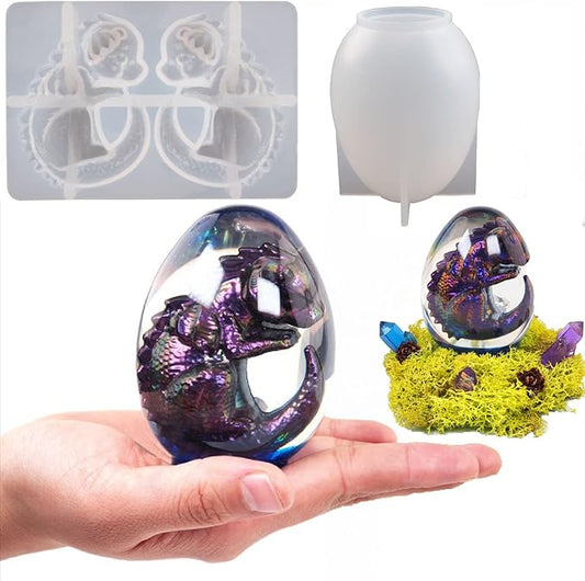 2 Pack Dinosaur Silicone Mold - Resin Candle & Easter Egg Mold - Animal & Cartoon Mold for Home Decoration