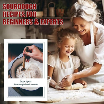 21 Pcs Sourdough Starter Kit, 10" Oval & 9" Round Banneton Bread Proofing Basket | Glass Jar, Whisk, Full Recipe Book & More, Sour Dough Starter Kit, Sourdough Bread Baking Supplies For Beginners