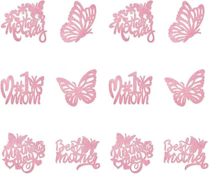 12Pcs Birthday Cupcake Toppers,Pink Glitter Cake Toppers Butterfly Cupcake Picks for Coquette Theme Party Decoration Engagement Wedding Baby Shower Party Cupcake Decor