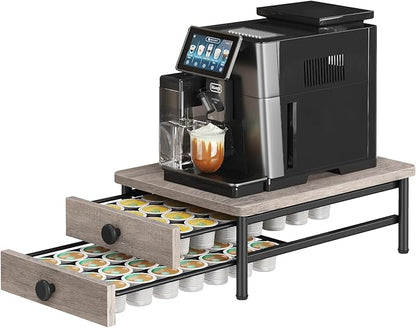 Coffee Pod Drawer Holder for K Cup, 56 Pods Capacity, 2 Tier Organizer for K Cup, Coffee Pod Organizer for Countertop, Space Saving, Easy Assembly, Greige and Black KH28BGY1