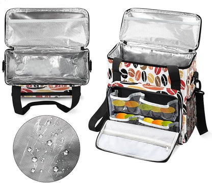 Colorful Coffee Beans Maker Carring Bag Travel Carrying Storage Tote Compatible with Keurig K-Mini or Plus Portable Single Serve Brewer Case Pockets for K-cup Pods