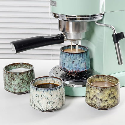 Ceramic Espresso Cups Set of 4, Espresso Coffee Mugs, Special Glazed Demitasse Cups Expresso Coffee Cup for Espresso Machine