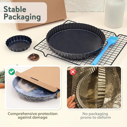 Sturdy Nonstick Tart Pan 11 inch Removable Bottom, Round Carbon Steel Quiche Pan for Baking, Heavy Duty Tart Mold loose for Pie, Mousse Cakes,Fruit and Desserts