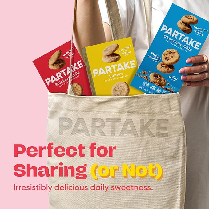 Gluten Free Partake Soft Baked Cookies Variety Pack (Chocolate Chip, Snickerdoodle, Lemon) - Vegan - Free From the Top 9 Allergens Including Dairy, Wheat, Soy, Eggs, & Peanuts - Non GMO - Safe School & Office Snack (3 Pack, 5.5oz Boxes)