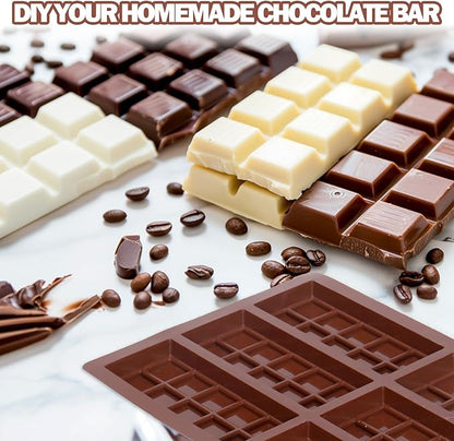 Mity rain Chocolate Bar Mold Deep, Silicone Thick Chocolate Bar Mold for Stuffed Bar, Square Knafeh Pistachio Chocolate Bar Break Apart Candy Bar Molds with 100pcs Storage Bags