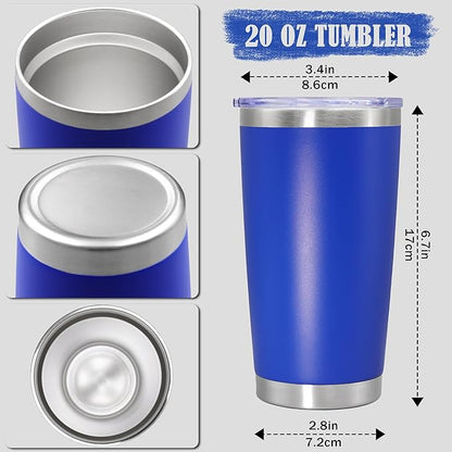 20 oz Tumbler Coffee Tavel Tumblers Bulk with Lid Stainless Steel Double Wall Vacuum Insulated Mug Powder Coated Cups fit Car Cupholder for Hot and Cold - Dark Blue, 4Pack