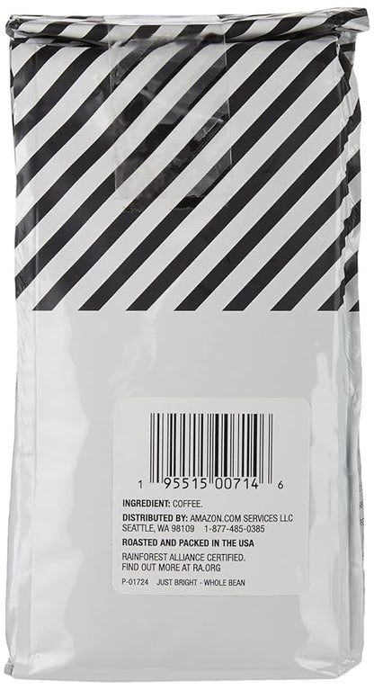 Amazon Fresh Just Bright Whole Bean Coffee, Light Roast, 12 Ounce (Pack of 3)