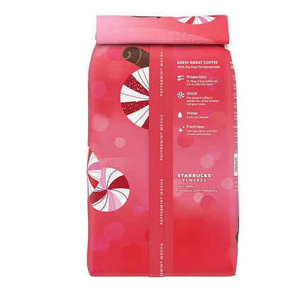 Starbucks Ground Coffee, Peppermint Mocha Flavored Coffee, 100% Arabica, Holiday 1 Bag (17 oz)