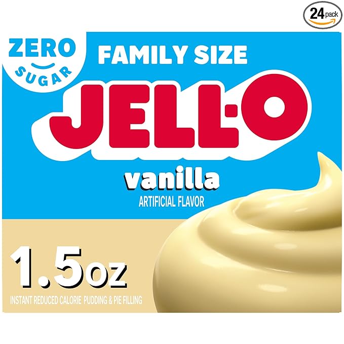 Jell-O Vanilla Sugar Free & Fat Free Instant Pudding & Pie Filling Mix, 24 ct Pack - 1.5 oz Boxes, As Seen on TikTok