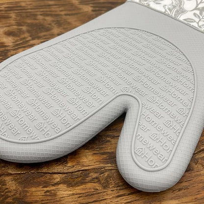 Delaney Silicone Oven Mitts Set - Extra Long, Heat Resistant Kitchen Gloves, Non-Slip Holders for BBQ, Baking, Cooking Essentials, Grey Toile, Kitchen Decor, Oven Gloves, New Home Gifts