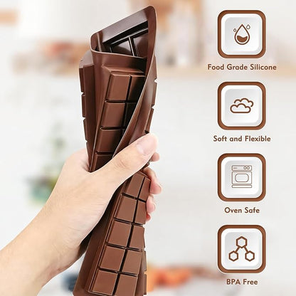 Chocolate Bar Mold, Silicone Dubai Chocolate Bar Mold, Non-Stick Chocolate Bar Molds, Deep Chocolate Bar Mold for Dubai Chocolate Bar Pistachio, Candy, Milk Chocolate Bar