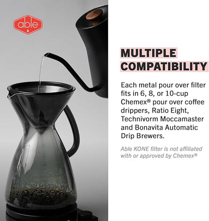 Able KONE for Chemex: The Original Reusable Black Titanium Coffee Filter
