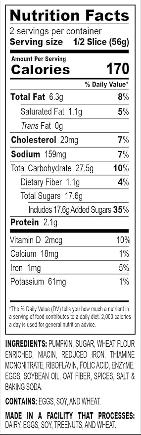 Nadel - NATURALLY DELICIOUS Pumpkin Spice Bread Slices, 12 Pack, Sweet Breads & Cakes breakfast bar, back to school lunch snack.