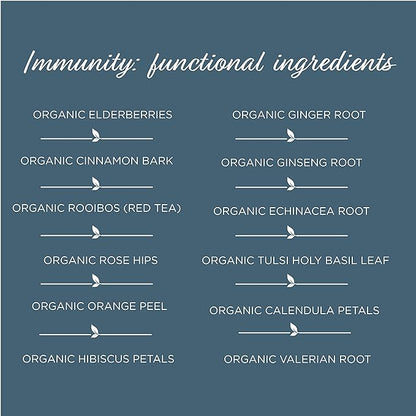 The Tea Spot Organic Immunity Tea with Natural Vitamin C for Immune Support|Blend of Adaptogens, Elderberry, Orange Peel, Ginger, Basil, Lemon Peel & Valerian Root | Caffeine-Free 15 Tea Bags