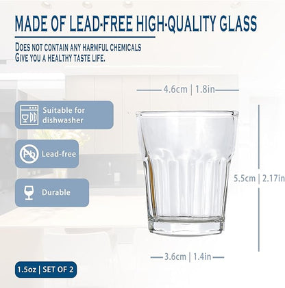 8 Piece Shot Glasses Set 50ML/1.5oz.Small Espresso and LiquorGlasses for Whiskey TequilaVodka, Thick Glass Cups forPotter Style Cocktails Bar Party
