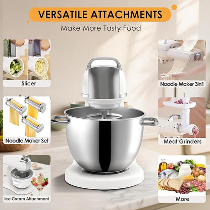 ZACME 8.4QT Commercial Stand Mixer 800W with NSF Certified and Aluminum Die Casting, Mixers Kitchen Electric Stand Mixer with Stainless Steel 8L Bowl, Dough Hook, Whisk and Beater, Porcelain