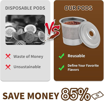 2 Pack Reusable Pods for Ninja Dual Brew Coffee Maker, Stainless Steel Reusable K Pod Permanent K Cups Filters Coffee Accessories Compatible with Ninja CFP101 & Ninja PB051 Coffee Maker