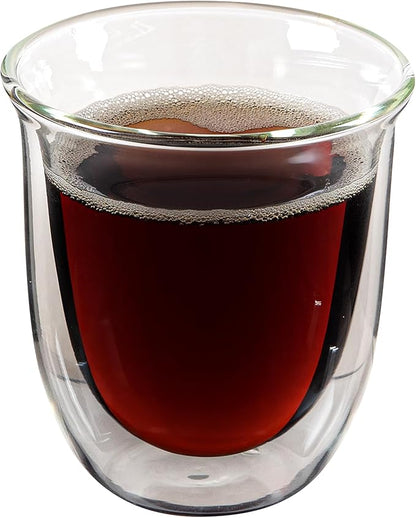 Restaurantware-Forma Professional 6.8 Ounce Double Wall Coffee Cups, 2 Insulated Latte Glasses - Dishwashable, Reusable, Clear Glass Beverage Cups, Freezable, For Hot Or Cold Beverages