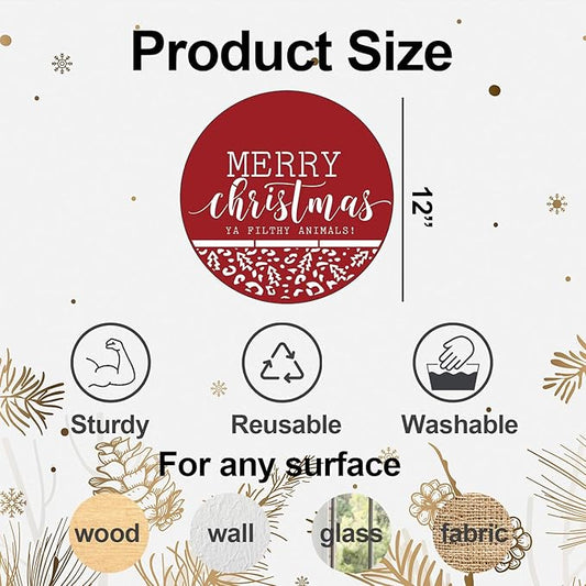 Large Christmas Stencils 12” Christmas Stencil for Painting on Wood Holiday Stencils for Crafts Reusable Merry Christmas Drawing Templates for Door Hanger Porch Wreath Doormat Decor