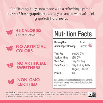 Fever-Tree Sparkling Pink Grapefruit - Premium Quality Mixer - Refreshing Beverage for Cocktails & Mocktails. Naturally Sourced Ingredients, No Artificial Sweeteners or Colors - 8.5 Fl Oz Cans - Pack of 4