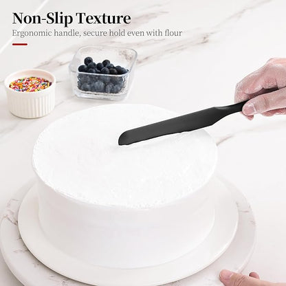600ºF Heat Resistant Spatulas, High Heat Food Safe Semless Kitchen Silicone Scraper Set for Cooking Baking Mixing Scraping Stirring Nonstick Cookware Pan Bowl (4Pcs,Black)