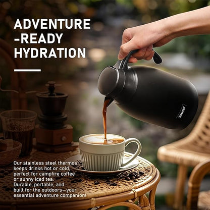 Thermal Coffee Carafe 2L/68 Oz Double-Wall Vacuum 304 Stainless Steel Insulated Thermoses Flask, 24-Hour Keeps Hot/Cold, Leak-Proof, for Travel, Work, Outdoor, BPA-Free, Easy to Clean