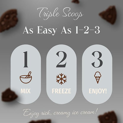 Triple Scoop - Premium Cookies & Cream Ice Cream Mix For Ice Cream Maker. Simple, Easy, Delicious. From Gourmet Mix To Maker in 5 Minutes, Makes 2 Creamy Qrts, Made in USA (1 Pack, Cookies & Cream)